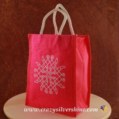Return Gift Jute Bag Pink