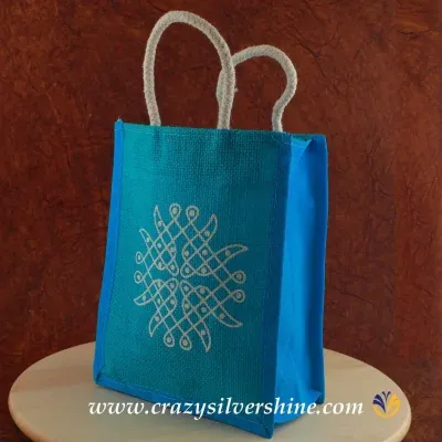 Return Gift Jute Bag Blue