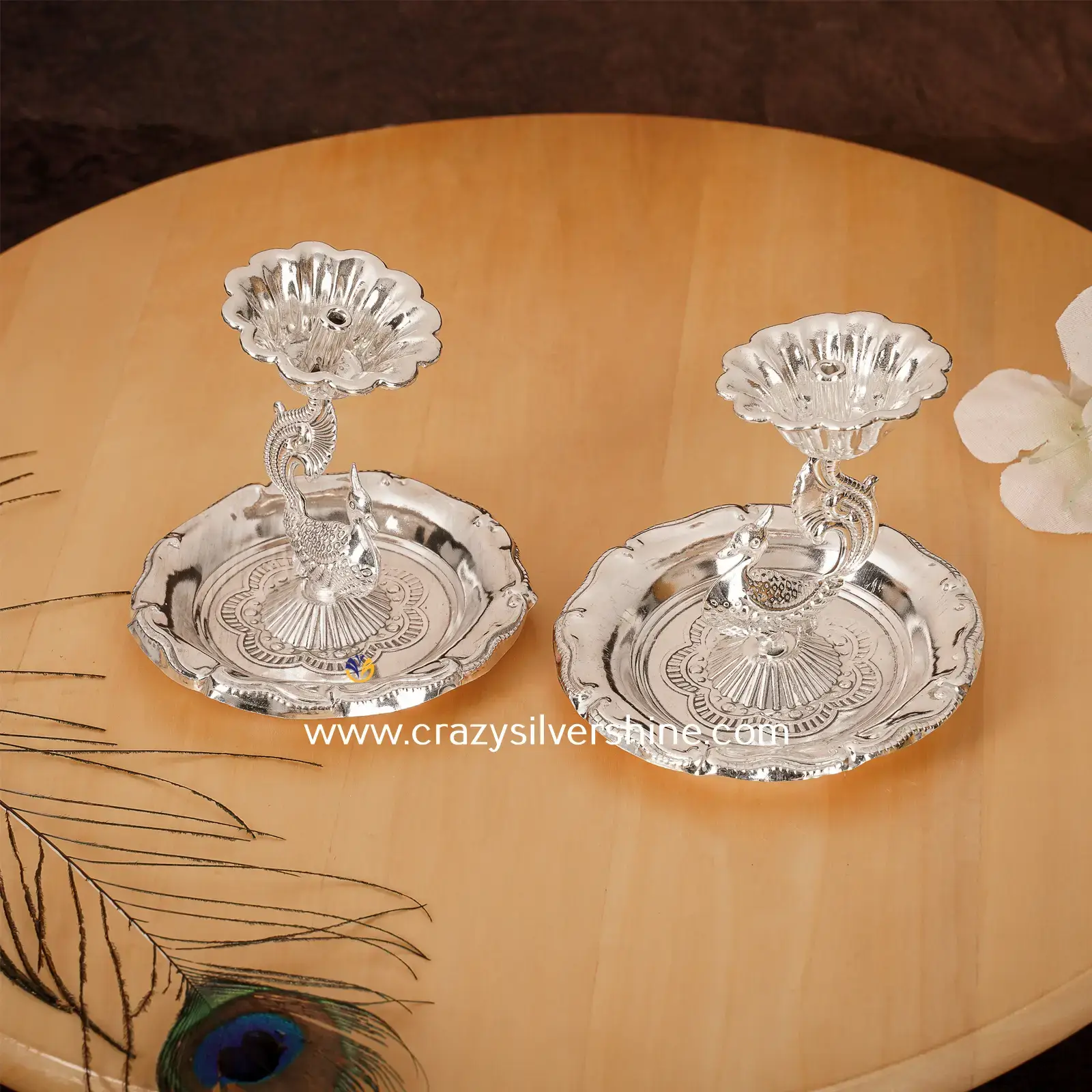 Peacock Diya Pair