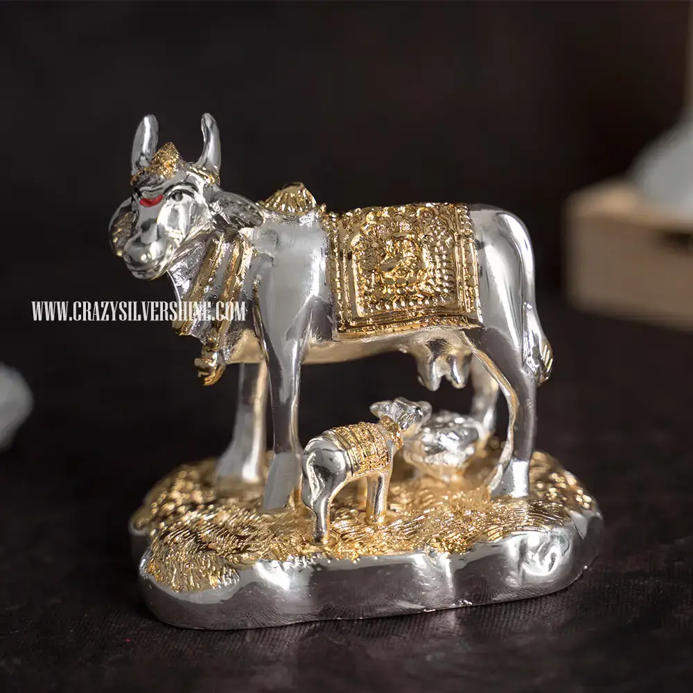 Gold and Silver Plated Cow and Calf