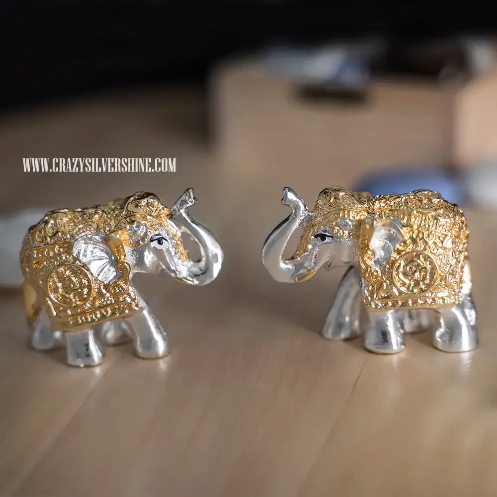 Silver and Gold Plated Baby Elephants Pair