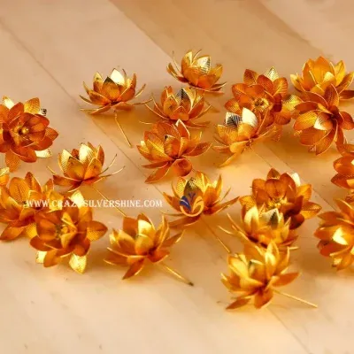 10pc Lotus Design Flowers Gold