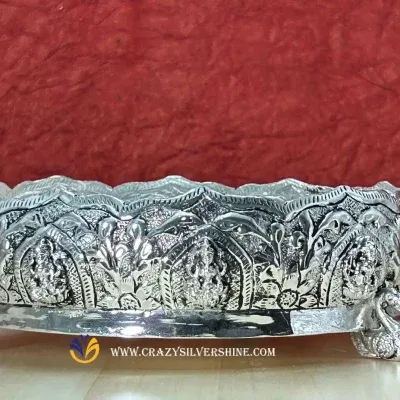 Lotus Shaped Antique Lakshmi Plate With Swan legs