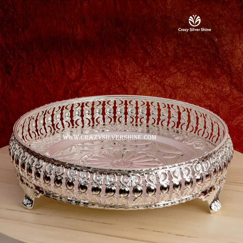 Silver Plated Round Designer Tray