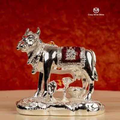 Silver Plated Cow and Calf Medium