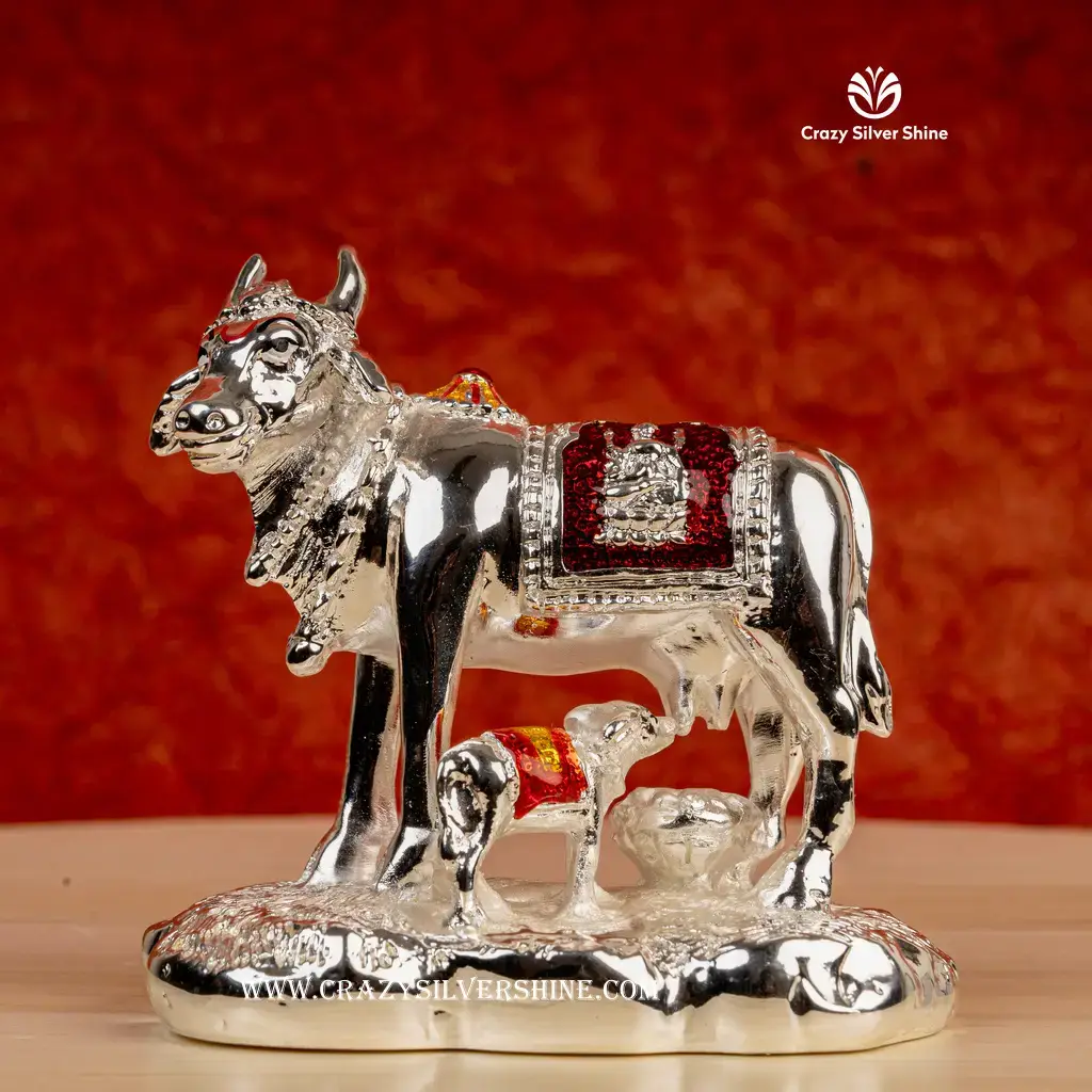 Silver Plated Cow and Calf Medium