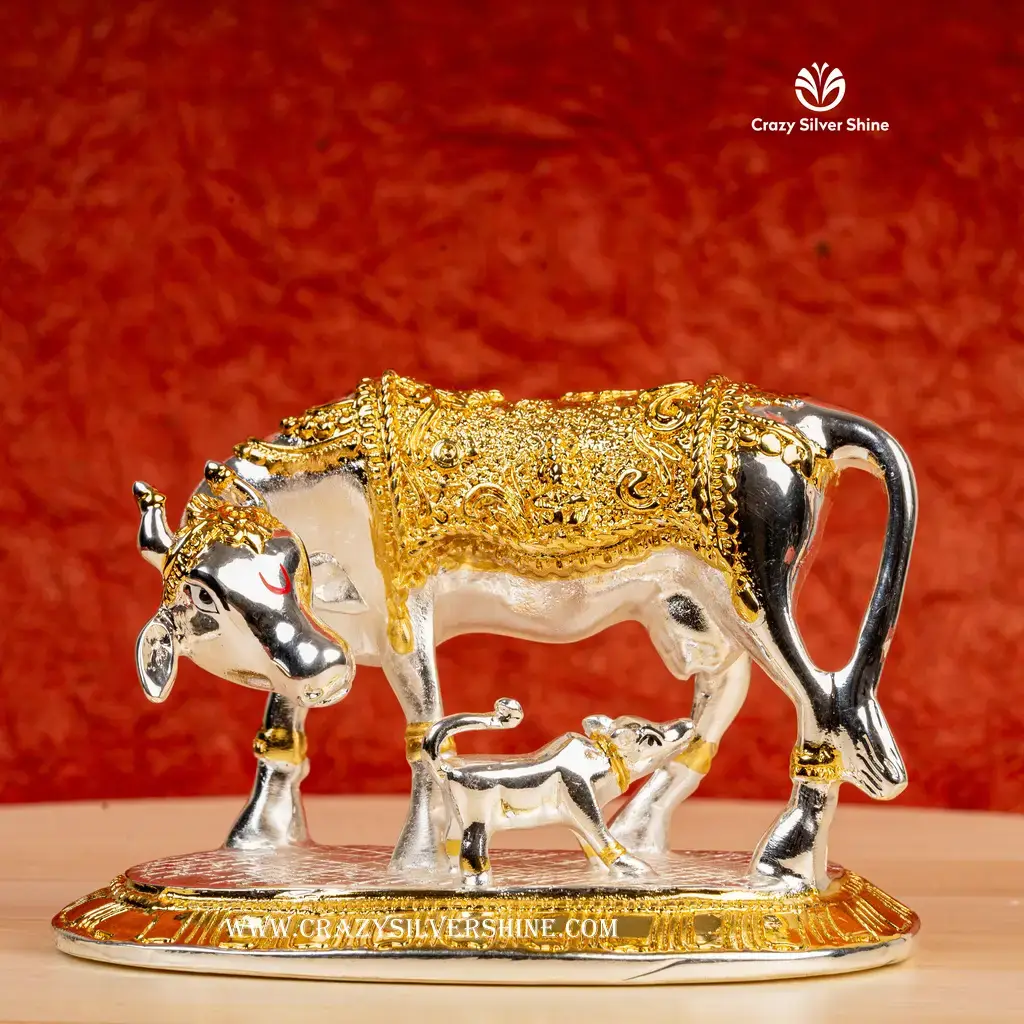 Gold and Silver Plated Cow and Calf Medium